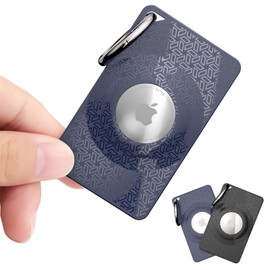 Wacanc 2Pcs Card Case for AirTag with Key Ring, Ultra Thin Credit Card Size Wallet Card Case for AirTag,Soft Silicone AirTag Wallet Case Holder for Purse, Wallet, Hand bag, Backpack (BLACK+DEEP BLUE)