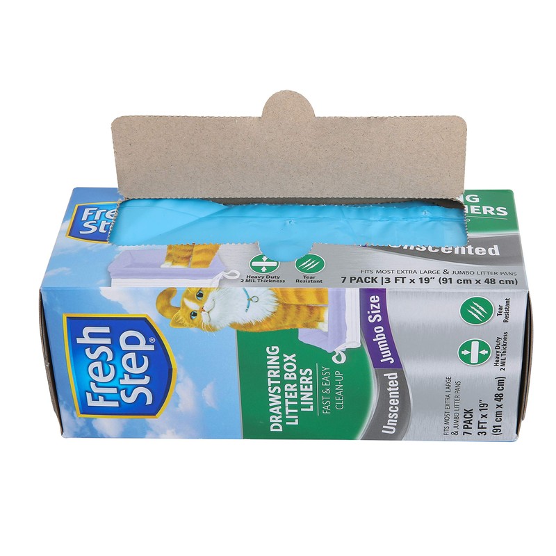 Fresh Step Drawstring Large Litter Box Liners, Heavy Duty Liners