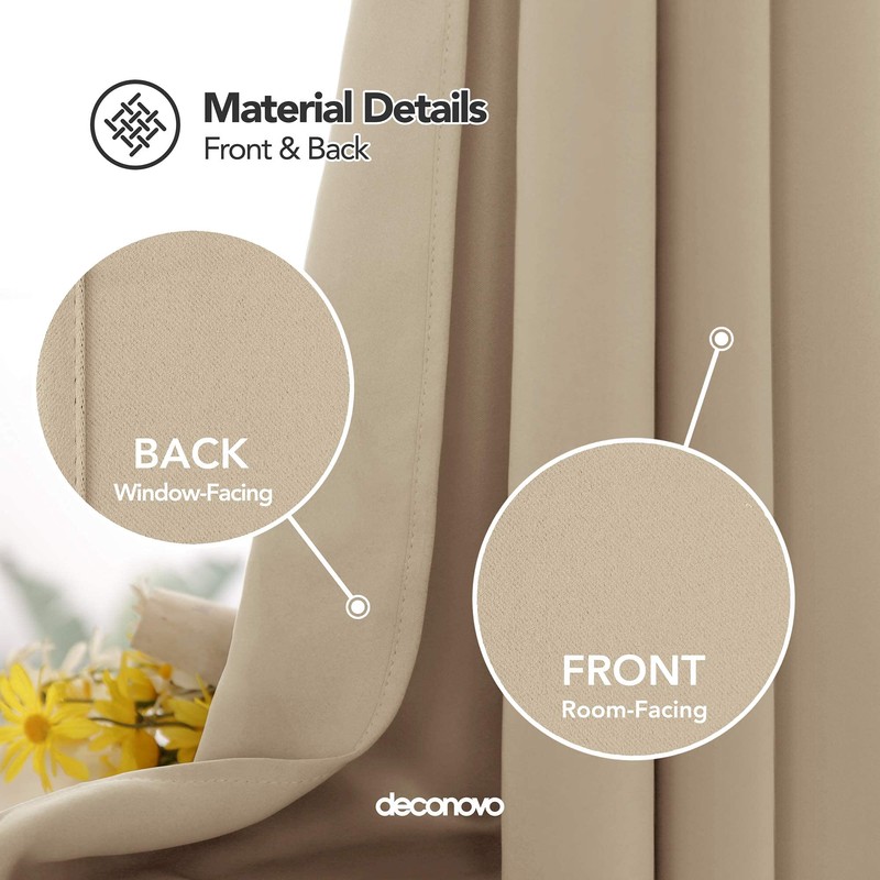 Deconovo Thermal Insulated Blackout Curtain Eyelet Curtain for Kitchen 52"x