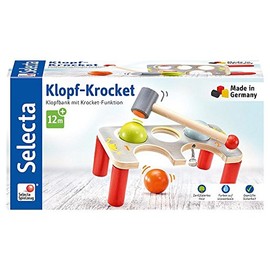 Selecta 62060 Wooden Knock Bench Multi-Coloured 22 cm