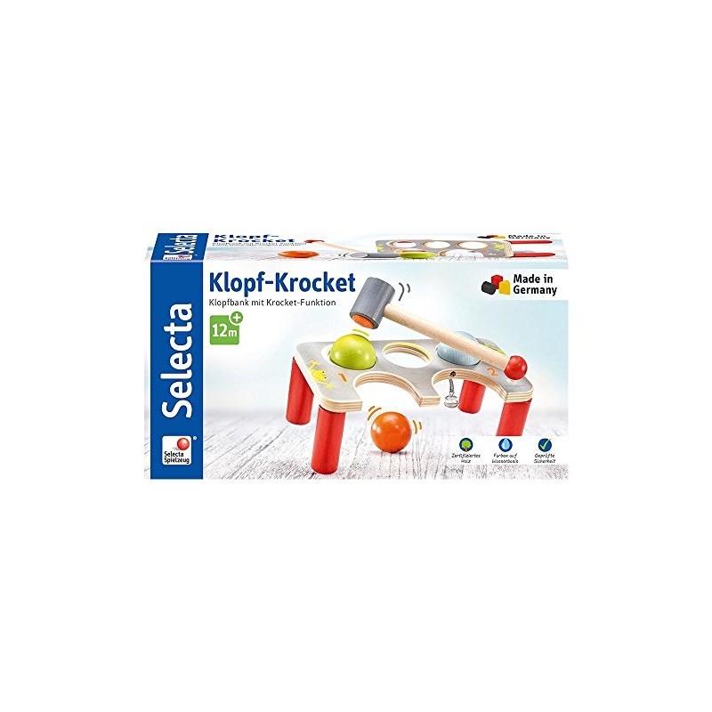 Selecta 62060 Wooden Knock Bench Multi-Coloured 22 cm
