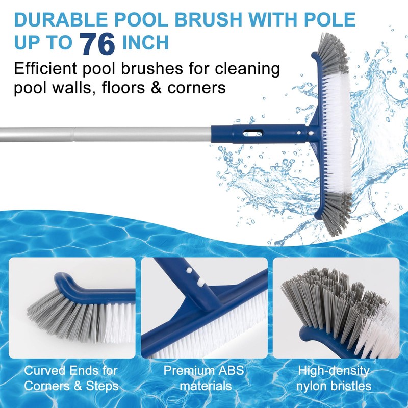 Pool Cleaning Kit, 14.5'' Pool Brush Head & Ultra Fine