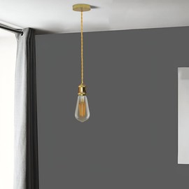 LEDSone Vintage Ceiling Pendant Light Fitting, Metal E27 Lamp Holder French Gold Twisted 100cm Cable Suspended Pendant Light Fitting Kit for Indoor Lightings. (1pack)