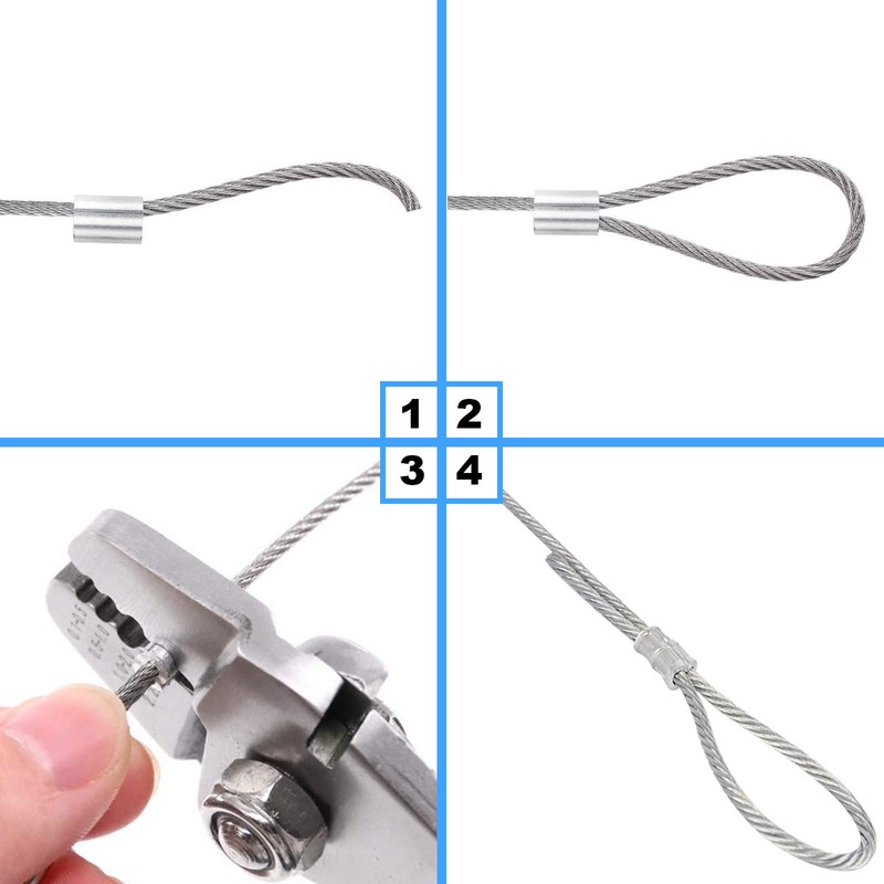 Glarks 150Pcs 1/8''(3mm) Aluminum Crimping Loop Sleeve Wire Rope Sleeves