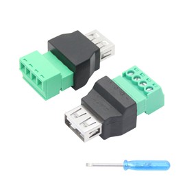 Riertostng Pack of 2 USB 2.0 Type A Female to 4 Pin Screw Connection Adapter - 300V 8A Converter for DIY Electronics