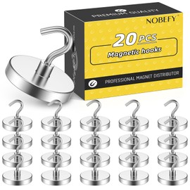 NOBEFY 20 Pack 100 LBS Strong Magnetic Hooks, Magnetic Hooks Heavy Duty, Powerful Magnet Hooks for Hanging, Whiteboard, Classroom