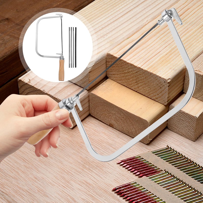 DOITOOL 5-Inch Deep Coping Saw Frame and 5 Replacement Blades