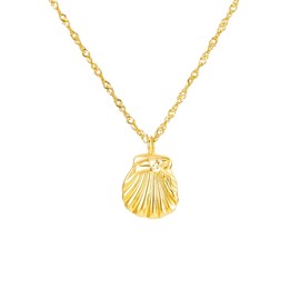 Brandlinger ® Women's Necklace 925 Sterling Silver Shell Chain Summer Holiday Chain 18K Gold Plated Jewellery for Women and Girls Chain Length Adjustable 40-45cm, Yellow Gold