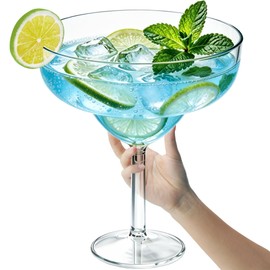 SAIAOKJ Large Plastic Margarita Glass, 36 Oz Giant Reusable Cup, 1 Pack