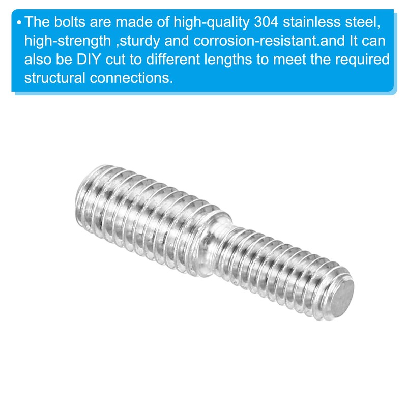 PATIKIL 5pcs M4*M5*20 Double End Thread Stud Bolts 304 Stainless