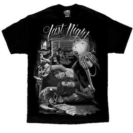 Last Night Party Hangover Thug Life Chicano Art David Gonzales DGA T Shirt XX-Large Black