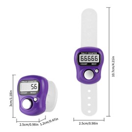 Hand Held Finger Counter, 5 Digit LCD Row Tally Counter Manual Clicker Lap Counter, Purple