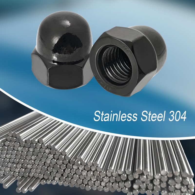M8 Acorn Nuts 20PCS Black M8-1.25 304 Stainless Steel(18-8) Acorn