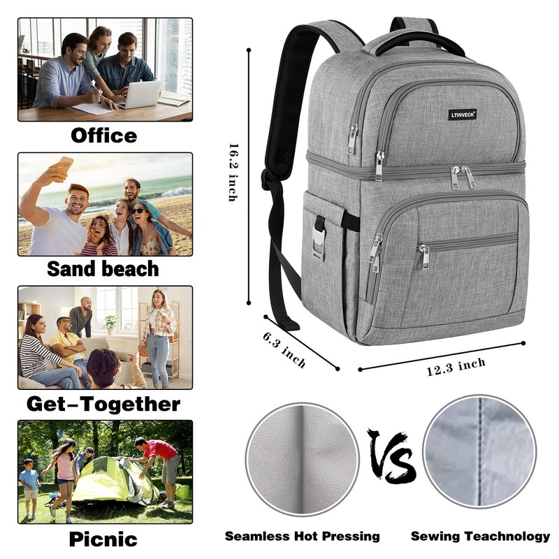 Cooler Backpack,Insulated Backpack Cooler Leakproof Double Deck Cooler Bag for