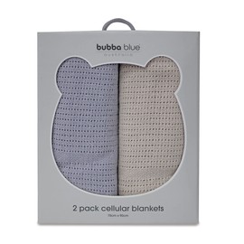 Bubba Blue Cellular Baby Blanket, 70 x 90 cm Size, Grey/Sand (Pack of 2) 200.0 Grams