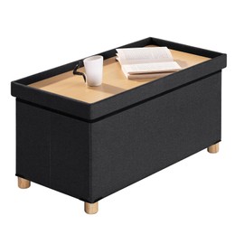 BRIAN & DANY Folding Storage Ottoman Bench, Storage Chest, Foot Rest Stool, Bedroom Bench with Storage,Black