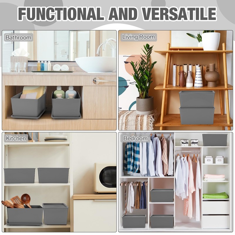 Menkxi 6 Pcs Storage Bins with Lids Small Plastic Storage