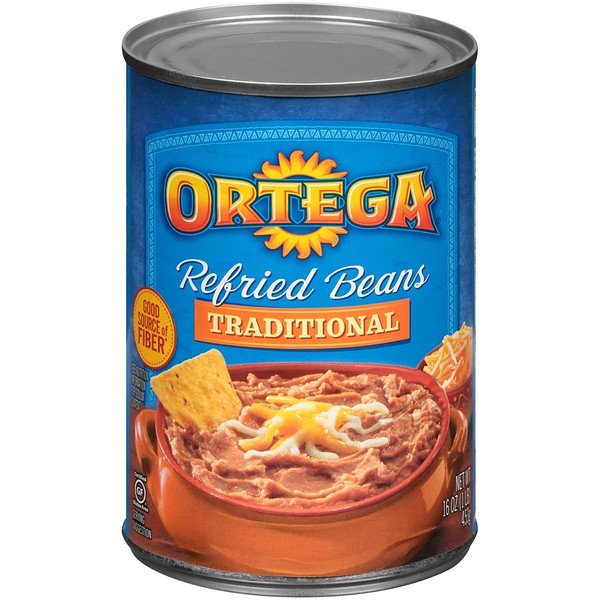 Ortega Refried Beans, Traditional, 16 Ounce (Pack of 12)