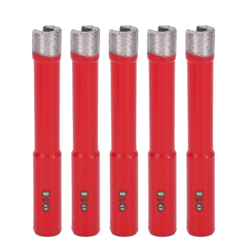 5Pcs Saw Bit Set FlatTooth Diamond Particles Red Coated Drill