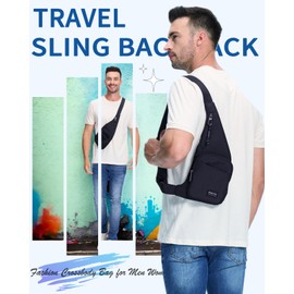 Seoky Rop Sling Bag for Men Women Slim Personal Purse Pocket Small Anti-Thief Crossbody Chest Bag for Travel Hiking Black