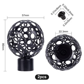 GORGECRAFT Round Curtain Pole Ends 22mm Curtain Rod Ends Black Ball Cage Replacement Decorative End Head Covers for Home Office Curtain Roman Pole Decoration Accessories (5.7 x 8.6 cm)