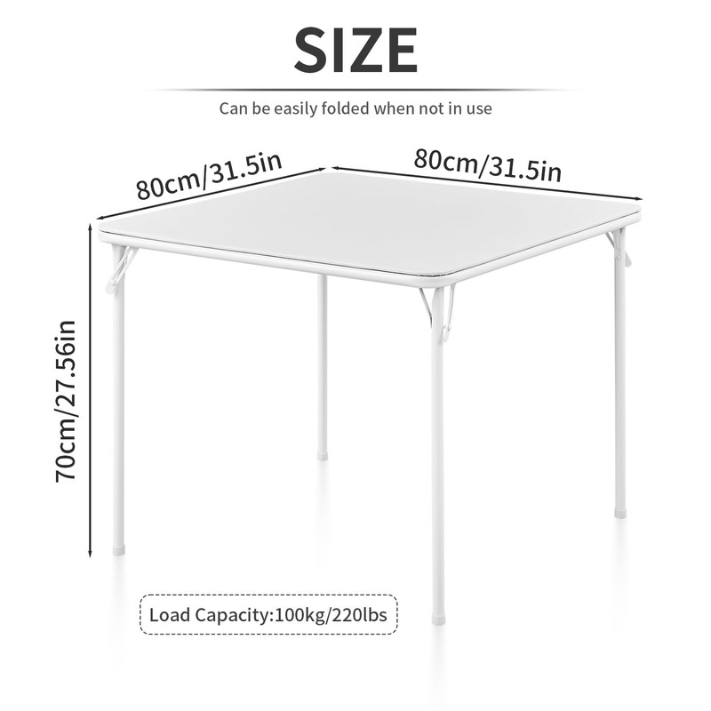 KAIHAOWIN Square Folding Table Vinyl Upholstery Card Table Dining Party
