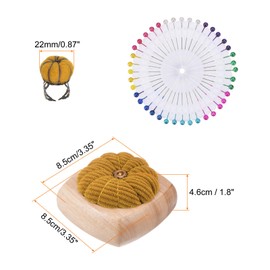 QUARKZMAN Wooden Base Pin Cushion with Adjustable Finger Ring Felt Needle Cushion and 40 Pieces Sewing Needles for Sewing Quilting Crafts DIY Crafts Yellow