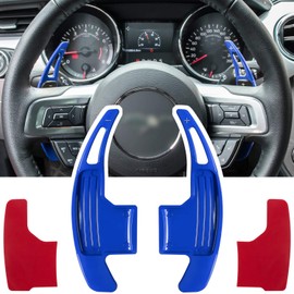E-cowlboy Steering Wheel Shift Paddle Extended Shifter Trim Cover for Ford Mustang 2015 2016 2017 2018 2019 2020 2021 2022 2023 Interior Decoration Accessories Aluminum Alloy (Blue 2PCS)
