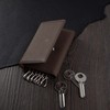 HANATORA PKC Genuine Leather Key Case, Trifold, 2 Buttons, 6