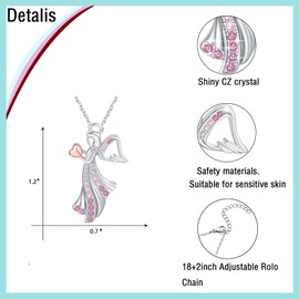 MAKOBLESSMOMO Angel Necklace for Girls Crystal Pendant Necklaces for Women Jewelry Gifts for Girls Daughter Granddaughter Niece Birthday, Metal, Zircon