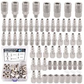 Ailbiuko 67Pcs Air Coupler and Plug Kit,1/4 Inch NPT Air Tool Fittings Set, Quick Connect Air Hose Fittings Air Compressor Accessories