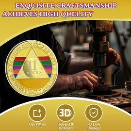 11 Month Sobriety Coin Rainbow Eleven Month Sober Coin Gold Sobriety Chip AA Chips and Medallion Alcoholics Anonymous Coin Recovery Anniversary Token Sobriety Gifts for Women Men
