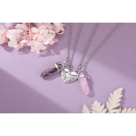 PESOENTH BFF Necklace for 2 - Matching Heart Best Friends Crystal Pendant Necklaces Friendship Jewelry Set For Women