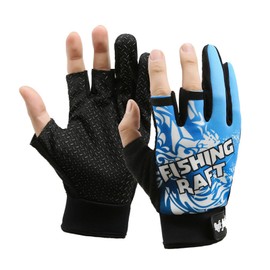 HASAKI Guantes de Pesca,Guantes de Tres dedoselásticos y Transpirables,Guantes de protección para para Pesca, Kayak, Remo, Senderismo, Vela, Remo, conducción-Azul
