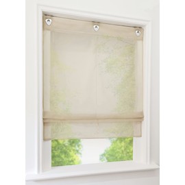 1 tenda a pacchetto con ganci a U, colore bianco, trasparente, in voile, 60 x 130 cm, sabbia)