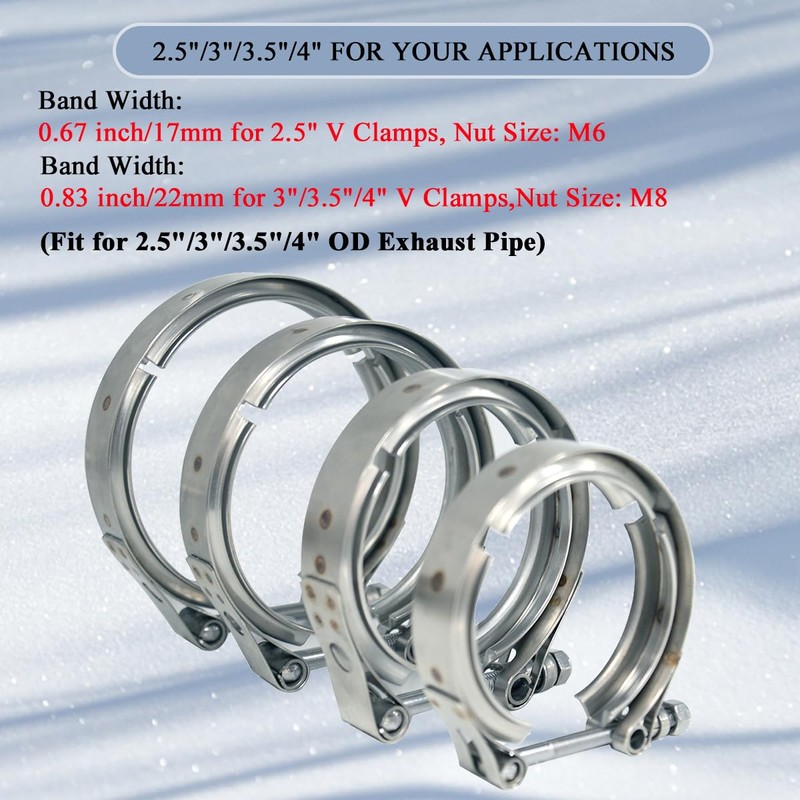 Elifecenter 3.5 Inch Exhaust V band Clamp 3-1/2" Stainless Steel