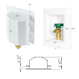EFIELD Pex Pre-assembled Ice Maker Outlet Box, 1/2-Inch Pex F1807 Crimp with Installed 1/4-Turn Ball Valve, White,(IM002)