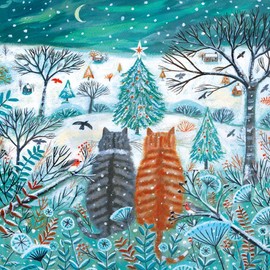 Charity Christmas Cards Pack of 8 - BHF, Marie Curie, Mind, NSPCC, Shelter - Cats in the Snow - Winter Lookout - Made in the UK - Eco-Friendly