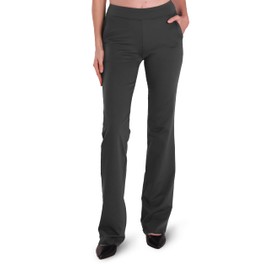 Safort 31" 34" Women Bootcut Yoga Tall Dress Pants Flare Long Trousers Work Stretchy Business Casual Slacks Pockets, 34", Grey, M
