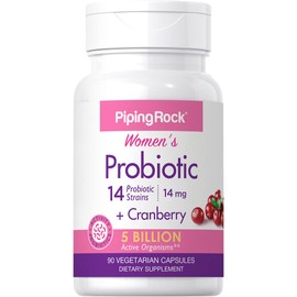 Piping Rock Probiotics for Women | 90 Capsules | 8 Strains 5 Billion Organisms Plus Cranberry | for Digestive Health | Vegetarian, Non-GMO, Gluten Free