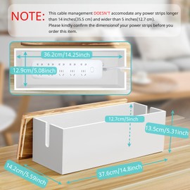 Bivvclaz Large Cable Management Box, Wooden Cord Organizer Box for Desk, Floor, Office to Hide Extension Cords Power Stripes Surge Protectors Chargers Wires, White