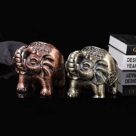 VOANZO Metal Ashtray Elephant With Lid Seal Creative Decorative Ashtray Men Gifts Retro Crafts Ornaments (red copper)
