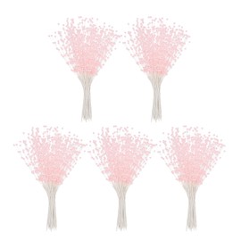 PATIKIL 4mm Pearl String Bouquet, 50 Pcs Pearl Stick Stems Bouquets Garland Spray Beaded for Bridal Beaded Wedding Party Table Decorations, Pink