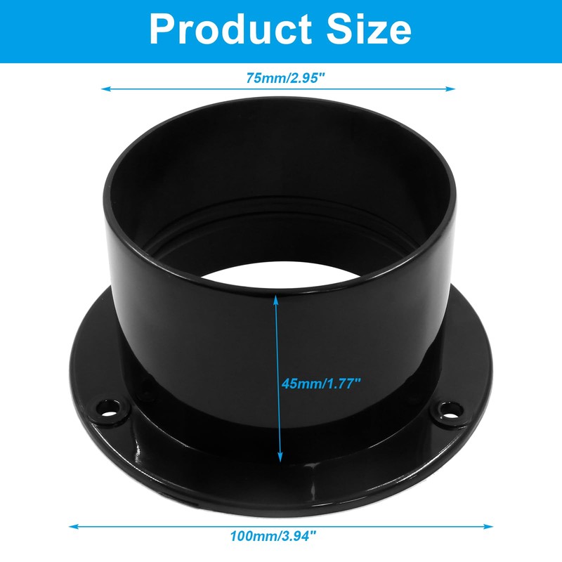 Unlorspy 2Pcs Black Duct Connector,75mm/3 inch ABS Straight Pipe Flange