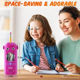 Electric Pencil Sharpener, Robot Pencil Sharpener for Colored Pencils 7-11.5mm, Auto in & Out, Fully Automatic Rechargeable Hands-Free Pencil Sharpener for Home, Classroom, Battery Operated mechanical  pencils  0  9:_Black