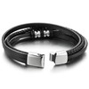 COOLSTEELANDBEYOND Mens Women Multi-Strand Black Braided Leather Bracelet Bangle with
