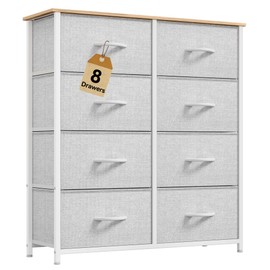 DWVO Fabric Dresser for Room, Tall Storage 8 Drawers, Black Dresser & Chest of Drawers, Storage Drawer Organizer for Closet, Living Room