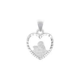 Amor Motif Pendant White Gold 375/9ct Unisex Women Men Pendant 1.6 cm Silver Angel Comes in Jewellery Gift Box 2013731, WG 375/9ct, No Gemstone