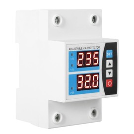 Jadeshay Surge Protection 63A AC400V Adjustable Voltage Protection Surge Protection Undervoltage Protection Device 2P Dual Digital Display Voltage Current Protection for DIN Rails