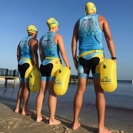 New Wave Swim Bubble for Open Water Swimmers Triathletes - Swim Safety Buoy & Tow Float (Yellow)
